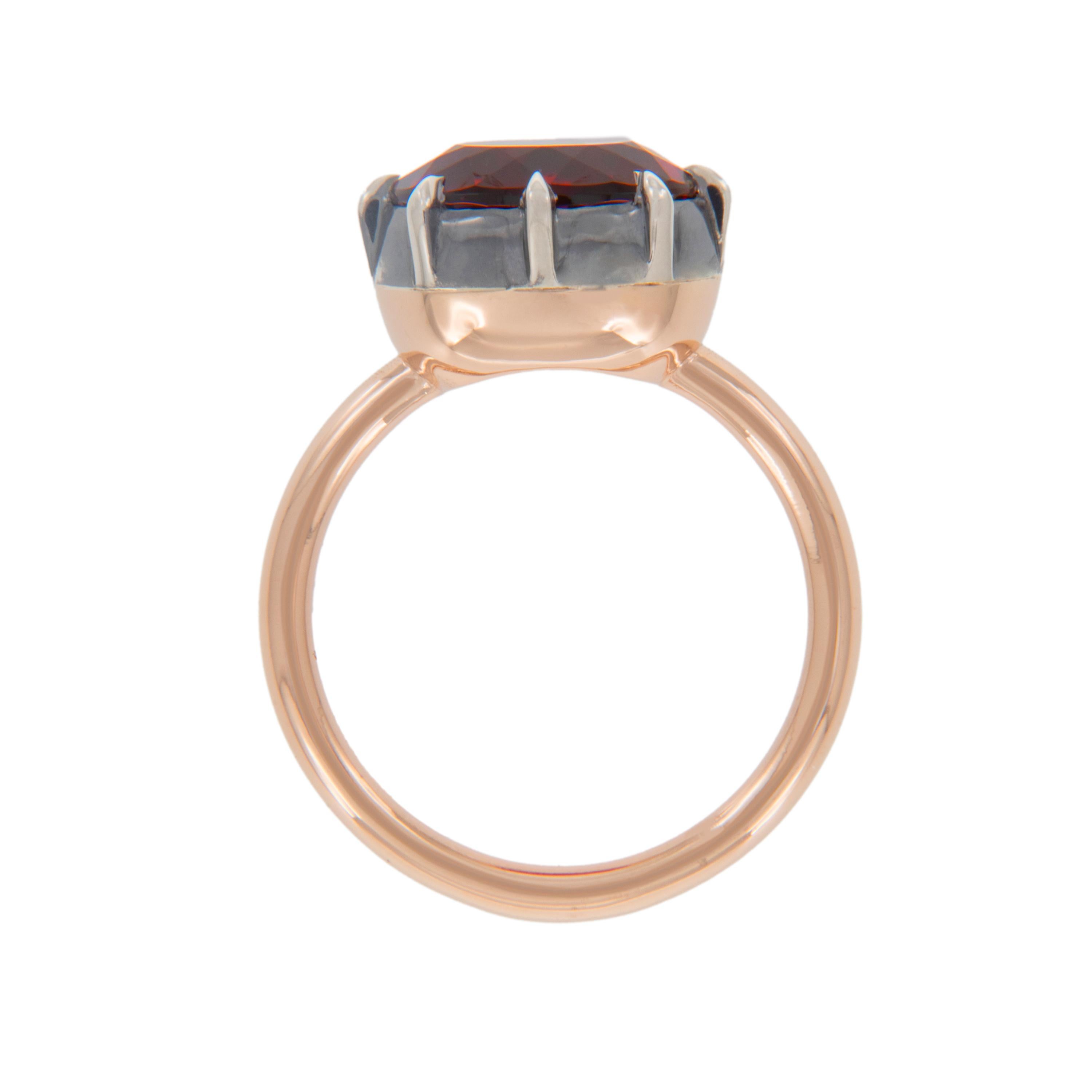 Contemporary 18 Karat Rose Gold and Silver 3.73 Carat Rubelite Ring by William Rosenberg For Sale