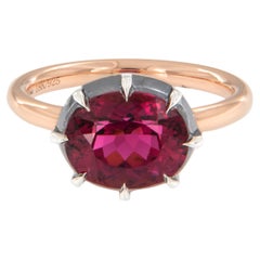 18 Karat Roségold und Silber 3,73 Karat Rubelit Ring von William Rosenberg