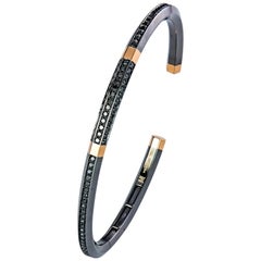 18 Karat Rose Gold and Silver Diamond Men's Bangle