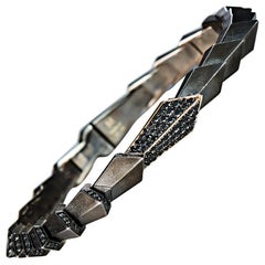 18 Karat Rose Gold and Silver Diamond Rerebrace Men's Bracelet