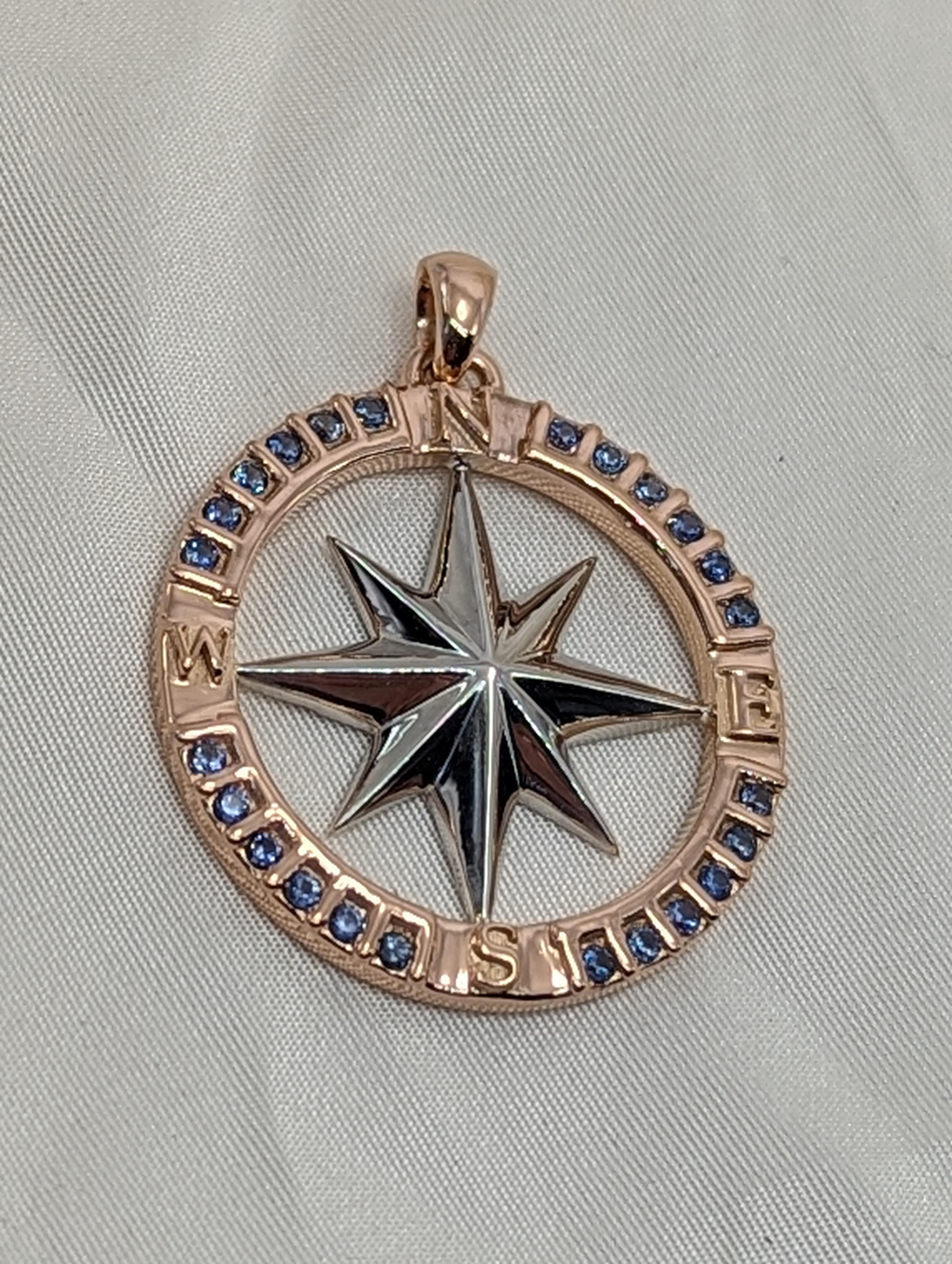 18k gold compass pendant