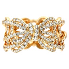 18 Karat Rose Gold and White Diamonds Bow Band Ring