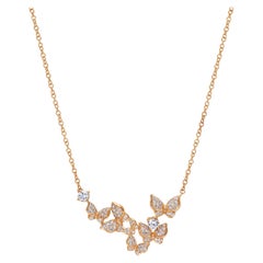 18 Karat Rose Gold and White Diamonds Butterfly Necklace