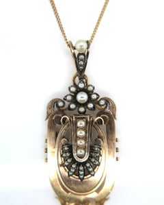 18 Karat Rose Gold Antique Seed Pearl Pendant