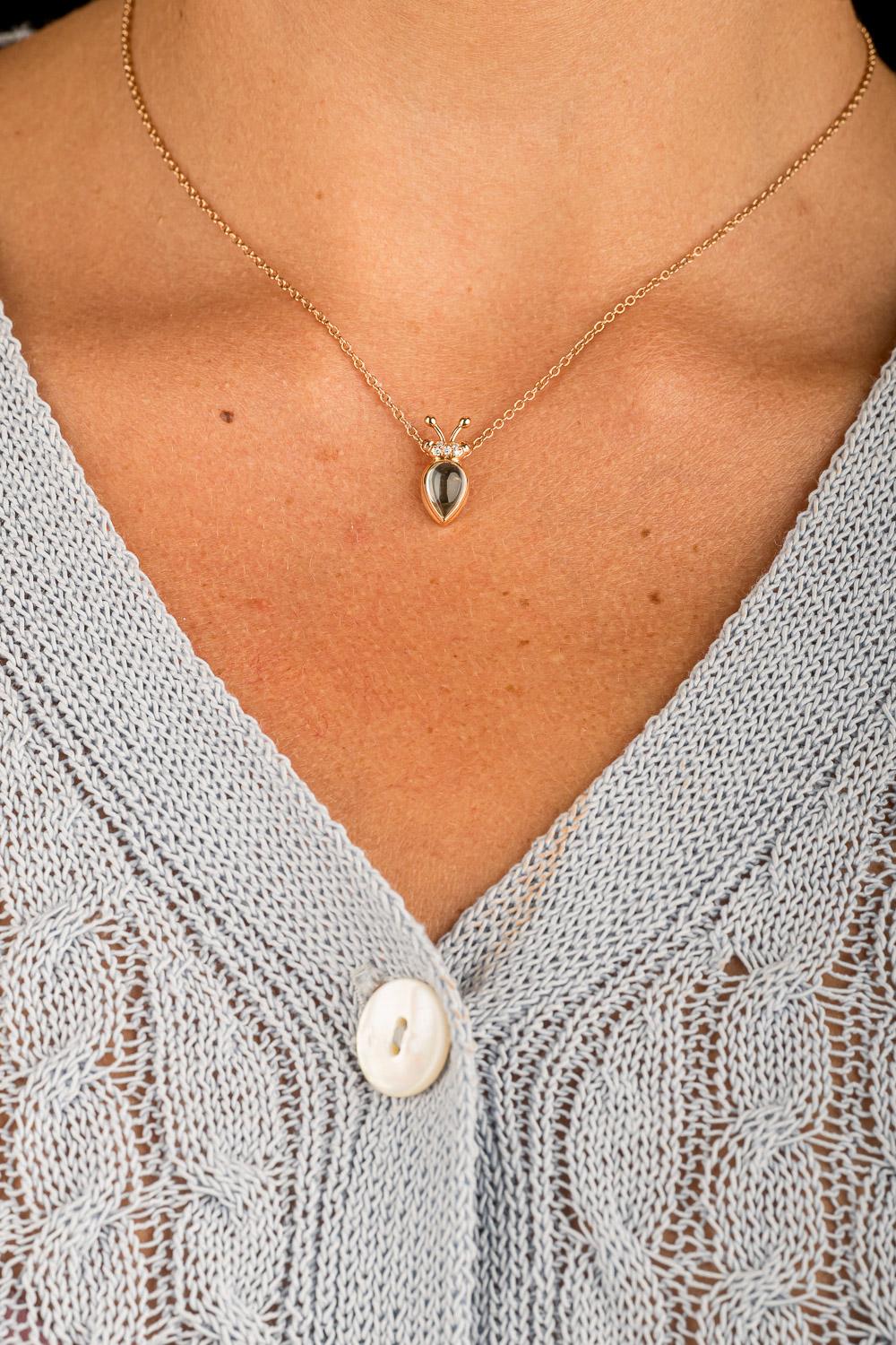 Contemporary 18 Karat Rose Gold Aquamarine Diamond Pendant Necklace For Sale