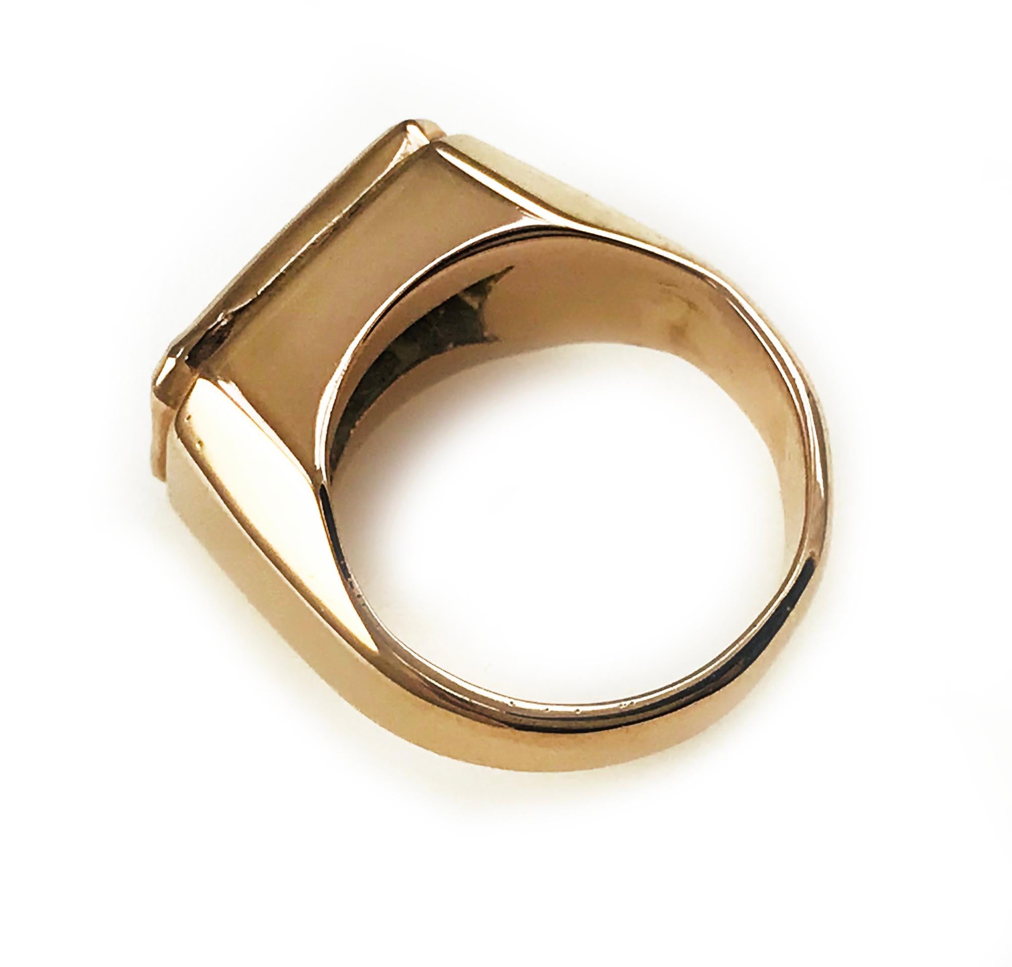 18 Karat Rose Gold Aquamarine Ring, 7.5 Carat In Good Condition For Sale In Palm Desert, CA
