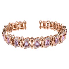 18 Karat Rose Gold Arabesque Bangle with Pink Sapphires