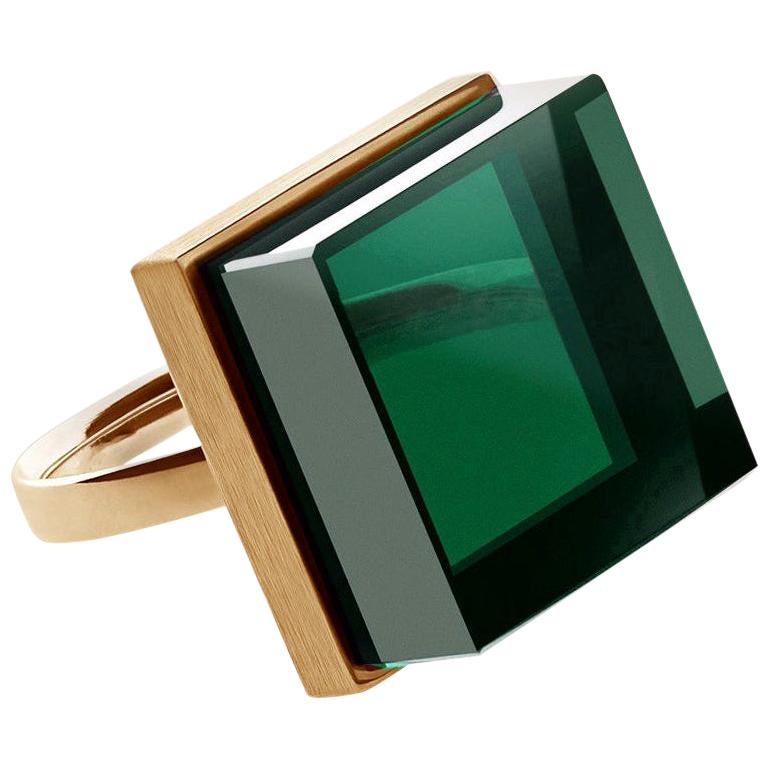 Zeitgenössischer Ring aus achtzehn Karat Roségold mit grünem Quarz von Vogue