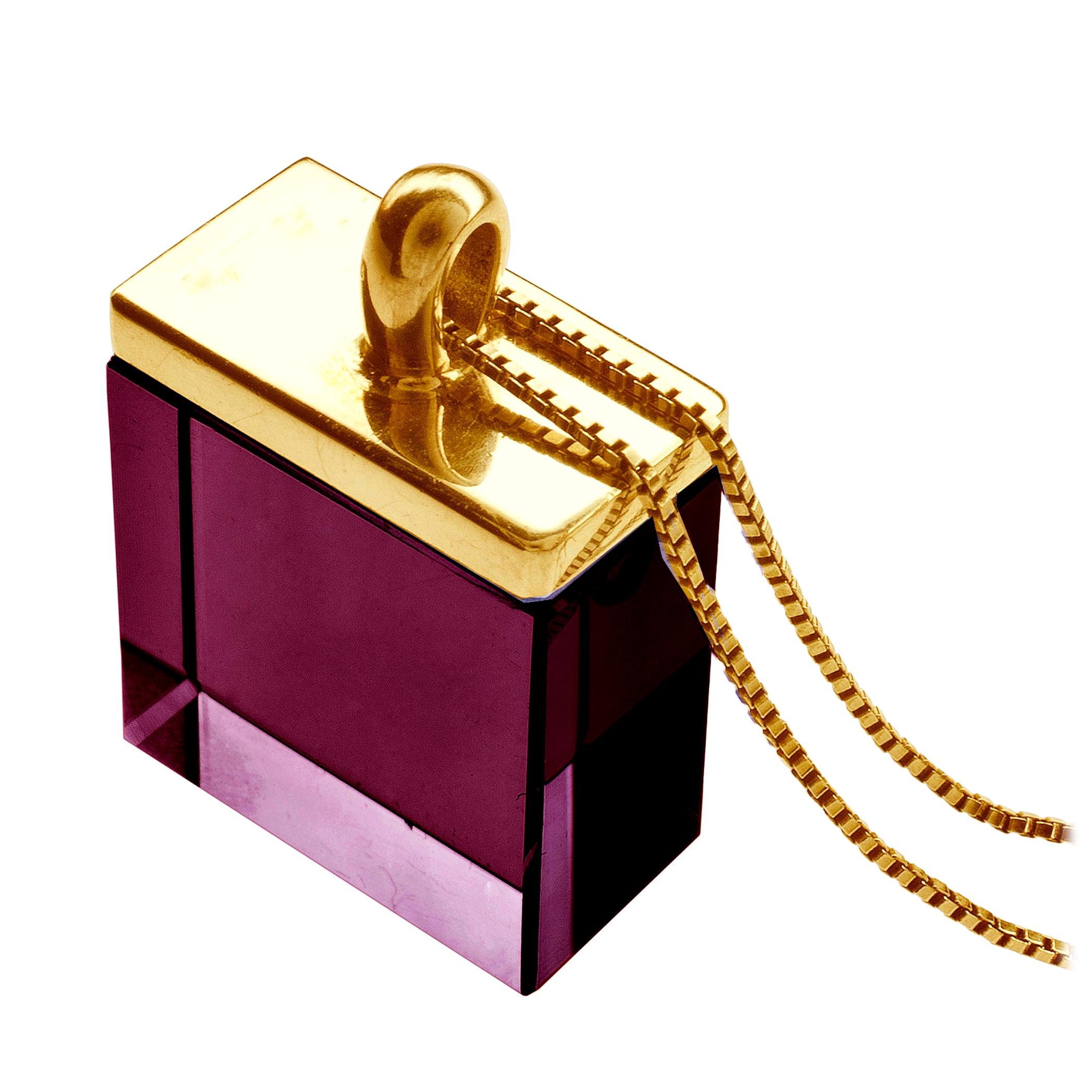 Eighteen Karat Rose Gold Art Deco Style Pendant Necklace with Amethyst For Sale