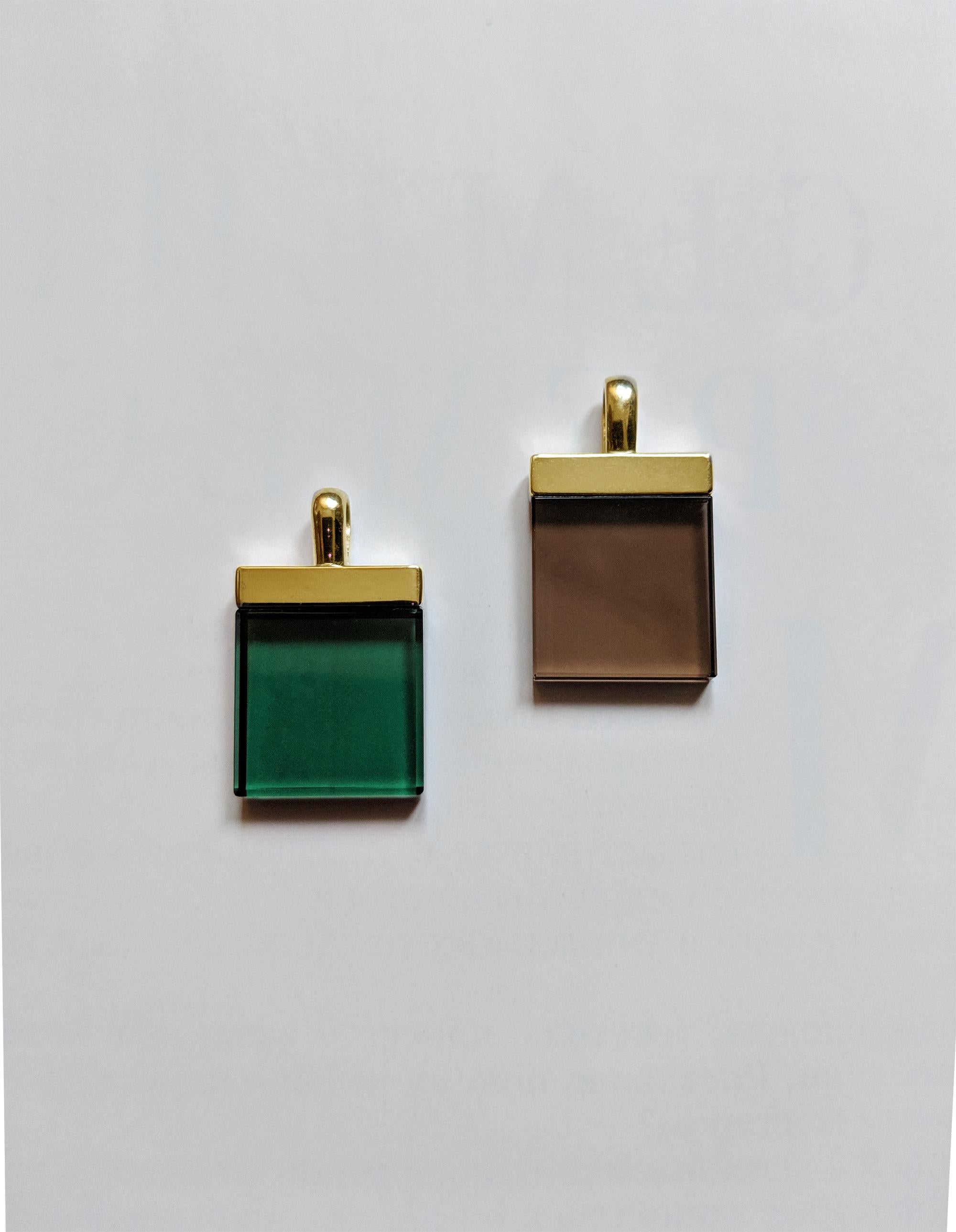 Collier à pendentifs en or rose 18 carats de style Art déco avec quartz fumé en vente 3