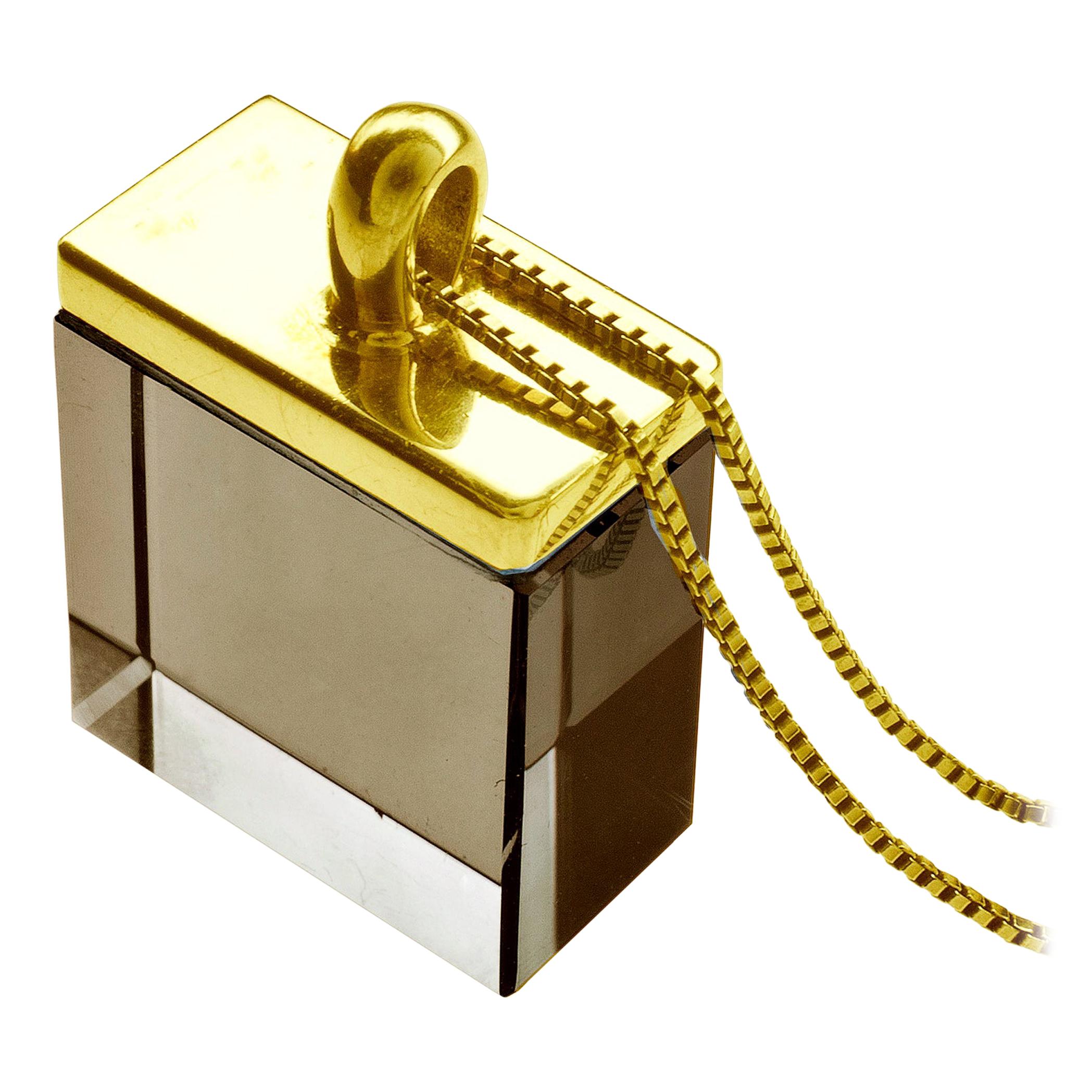 Collier à pendentifs en or rose 18 carats de style Art déco avec quartz fumé