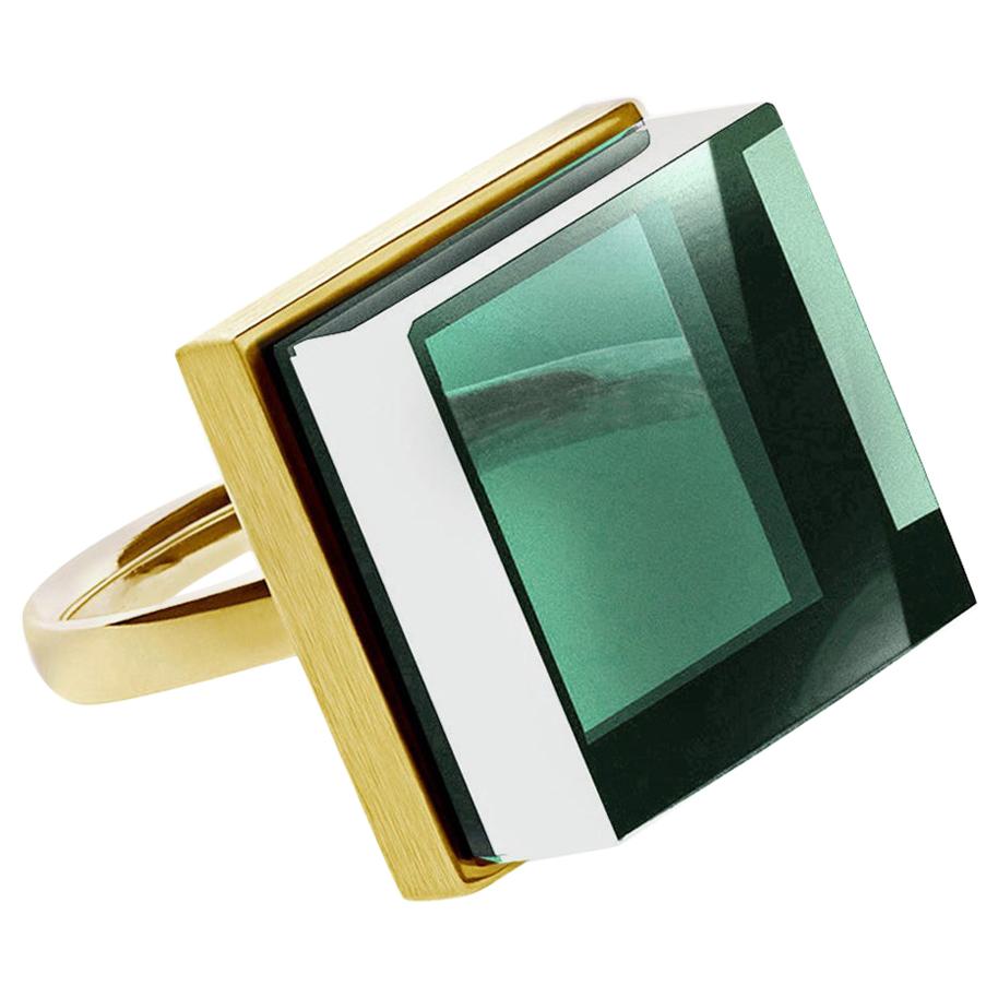 This stunning ring is made of  18 Karat Rose Gold and boasts a vibrant 15x15x8 mm natural light green quartz. It has been featured in publications such as Harper's Bazaar and Vogue UA.

This ring is not only a beautiful piece of jewellery, but it