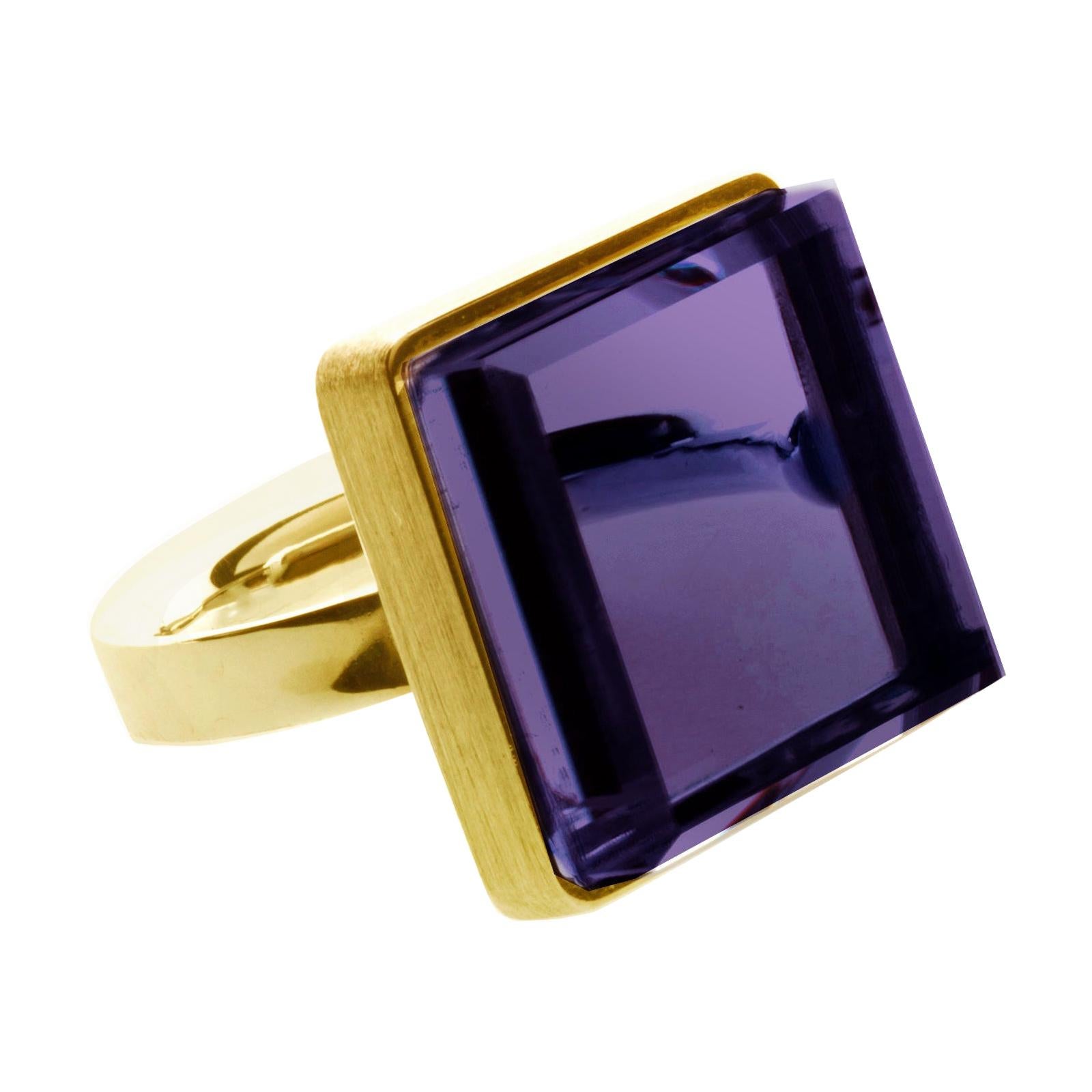 18 Karat Rose Gold Art Deco Style Ring with Amethyst, Featured in Vogue