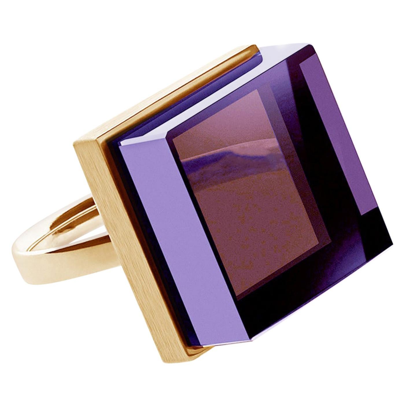 Eighteen Karat Rose Gold Art Deco Style Ring with Amethyst