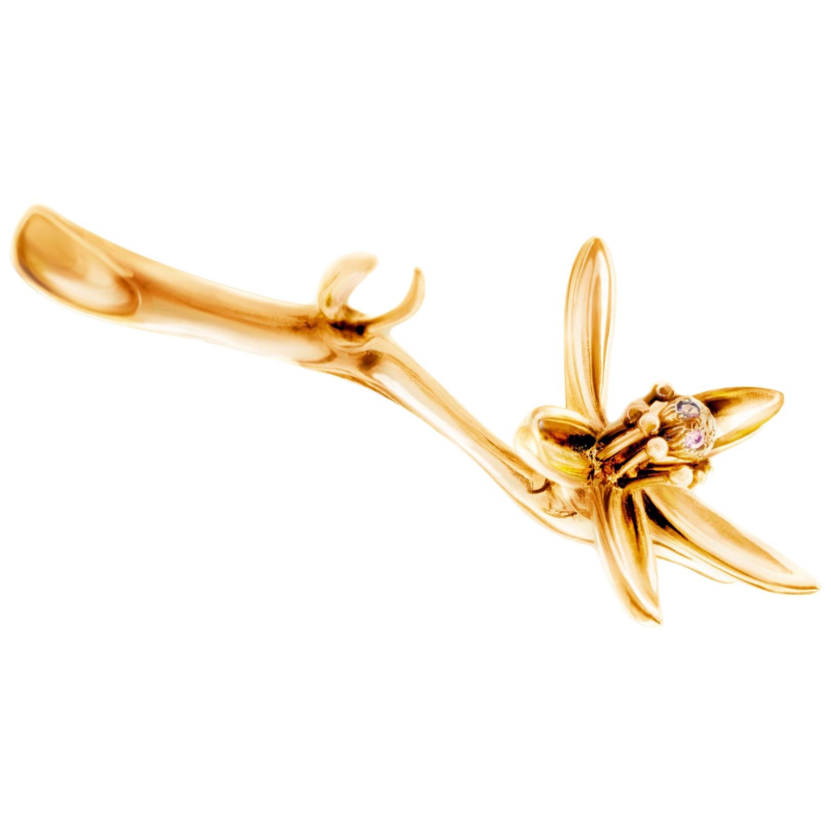 Featured in Vogue Rose Gold Artist Contemporary Sculptural Brooch For Sale