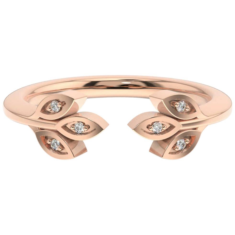 18 Karat Rose Gold Aster Floral Diamond Ring '1/20 Carat' For Sale