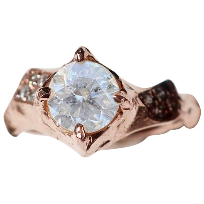 18 Karat Rose Gold Asymmetrical White Diamond Ring
