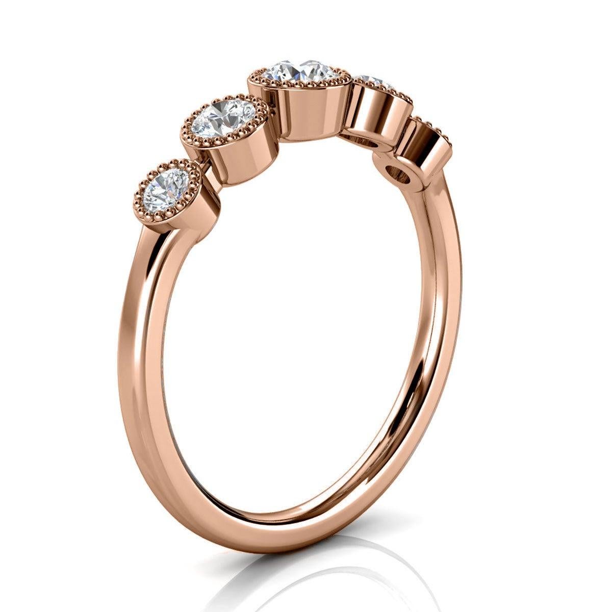 For Sale:  18 Karat Rose Gold Augusta Bezel Milgrain Diamond Ring '2/5 Carat' 2