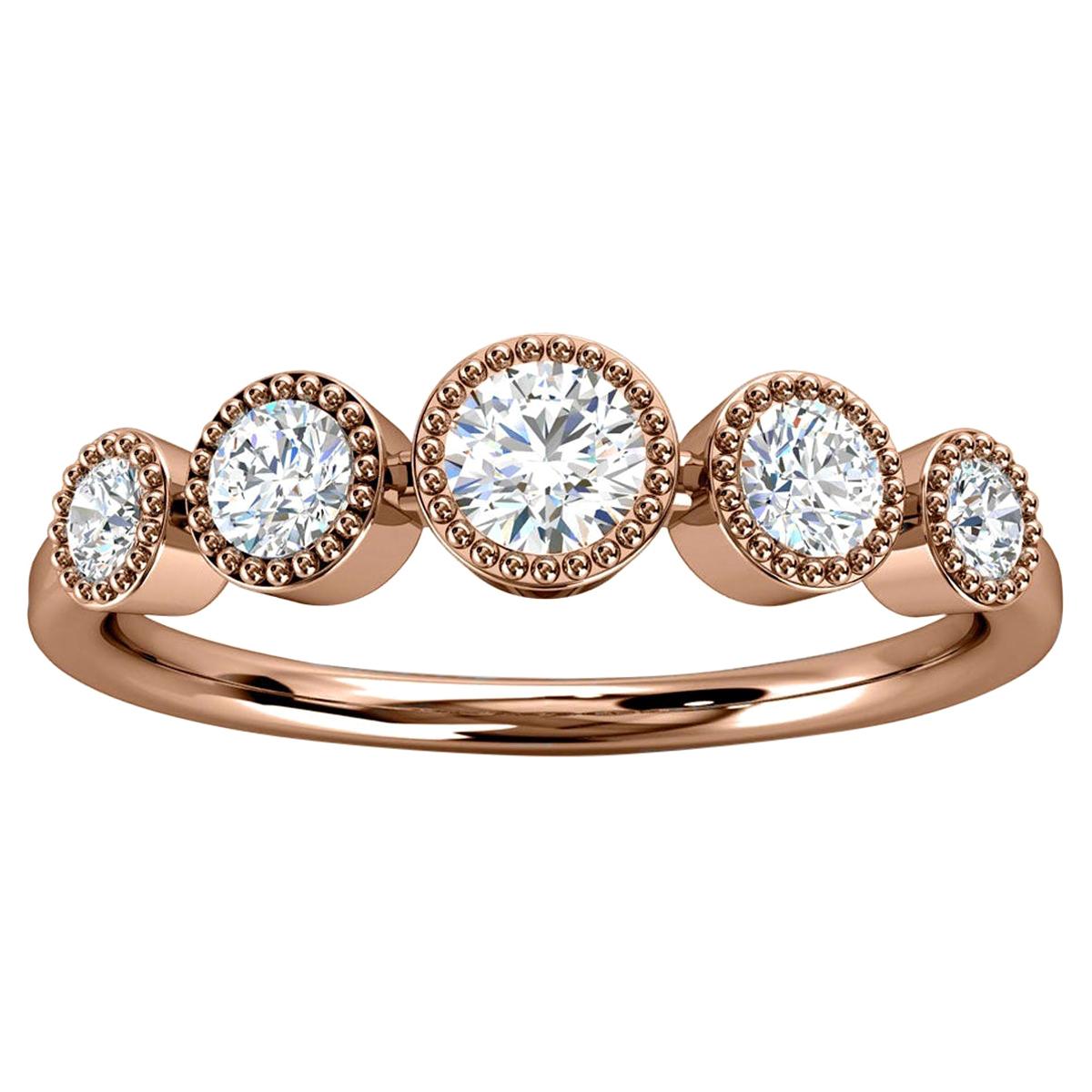 For Sale:  18 Karat Rose Gold Augusta Bezel Milgrain Diamond Ring '2/5 Carat'