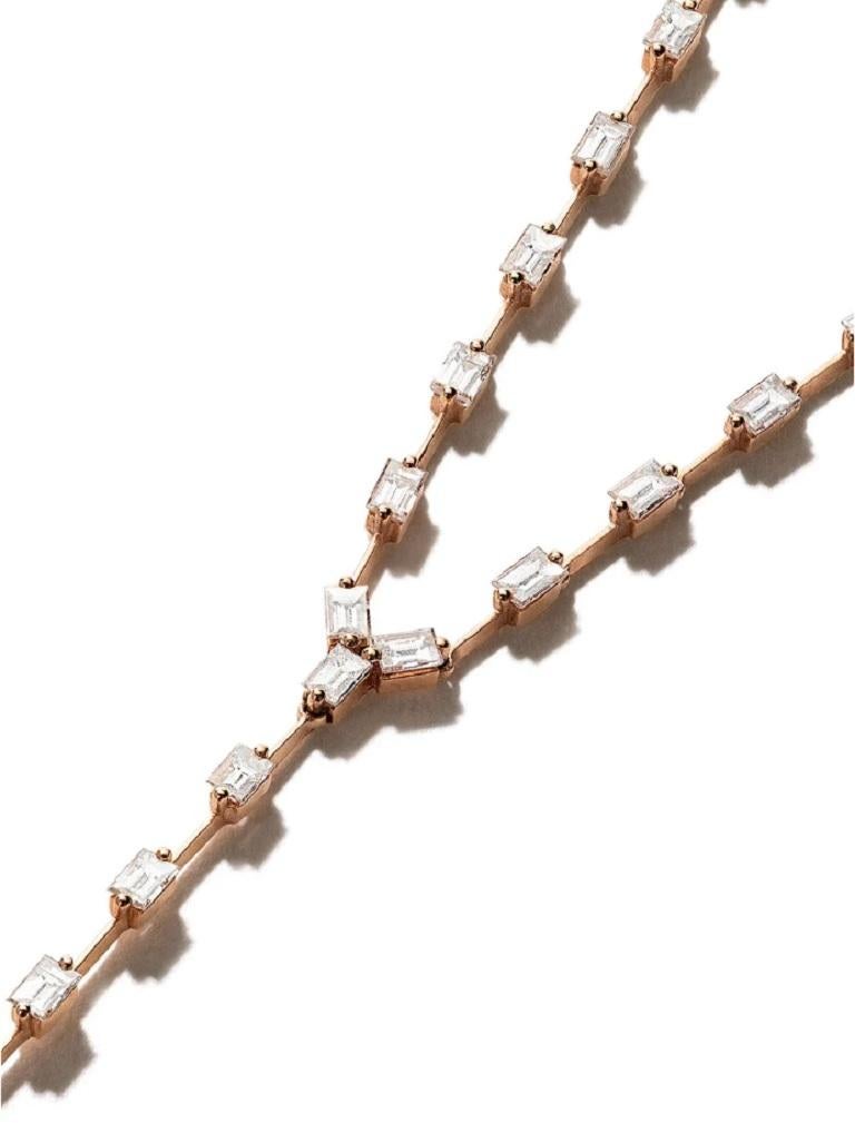 18 Karat Rose Gold Baguette Diamonds Lariat Necklace im Zustand „Neu“ im Angebot in Hong Kong, HK