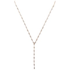 18 Karat Rose Gold Baguette Diamonds Lariat Necklace