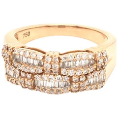 18 Karat Rose Gold Baguettes Diamonds Half Band Ring Made in Italy