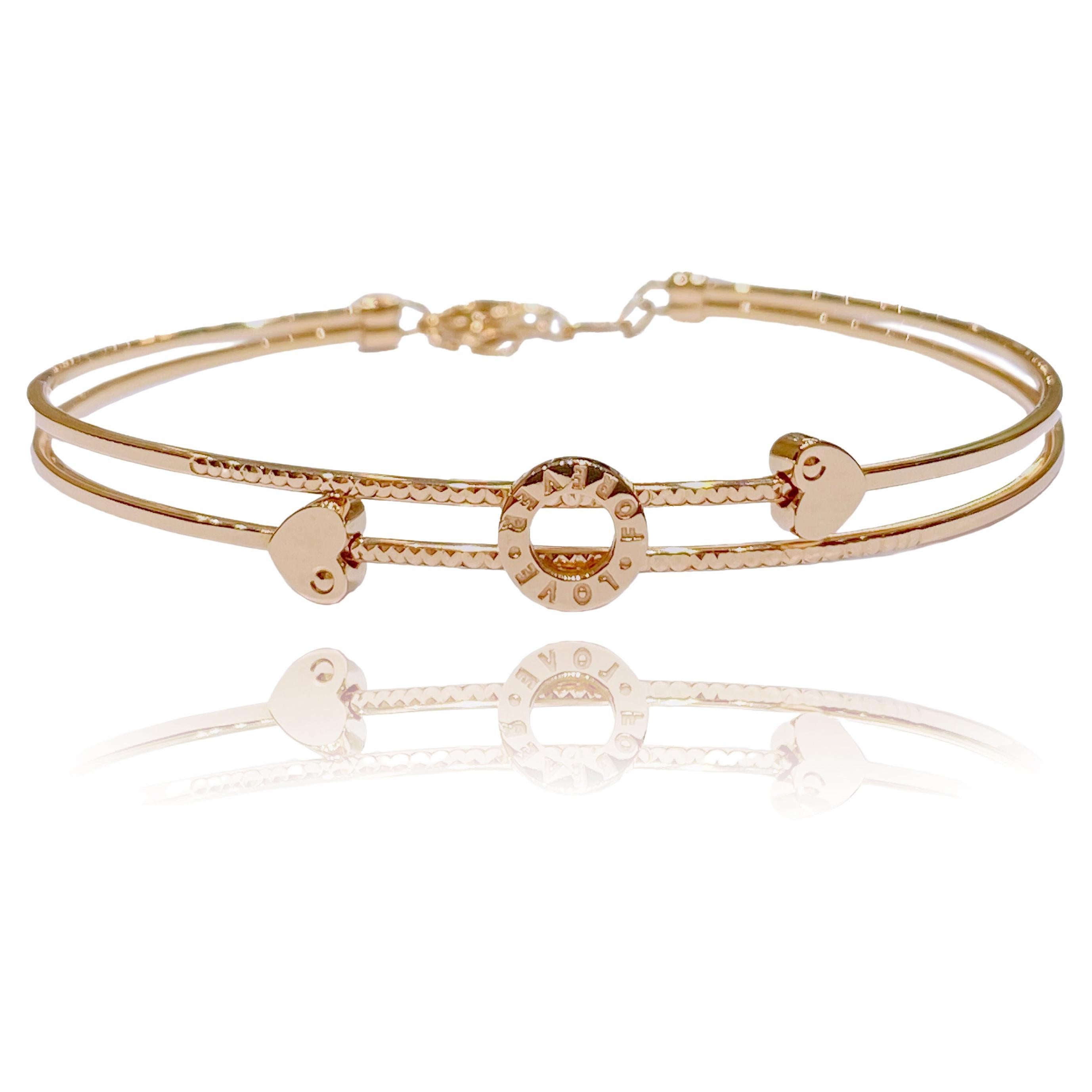 Pair of 18 Karat Rose Gold Diamond Bangles For Sale at 1stDibs