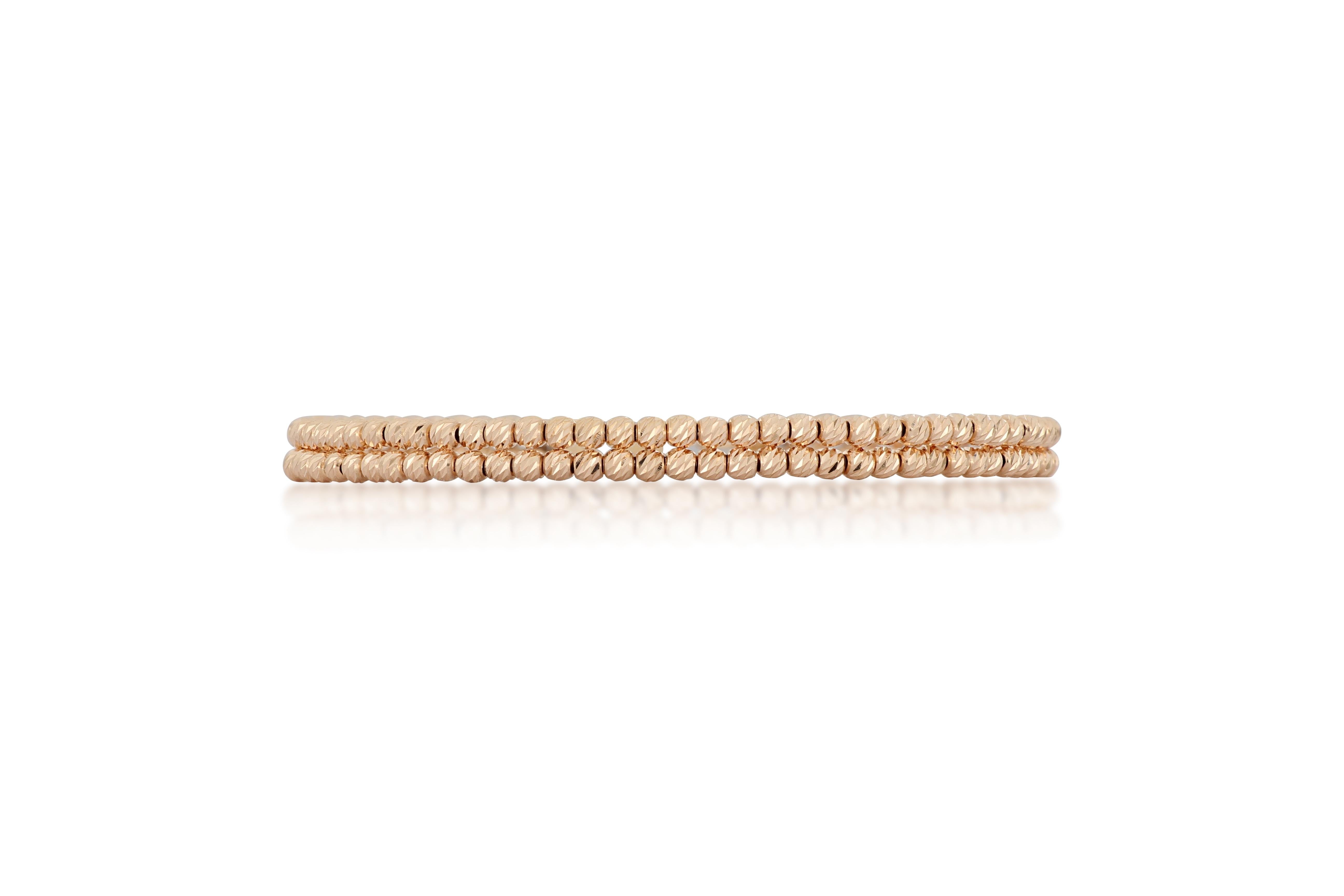 This beautiful piece of 18K rose gold jewellery is composed of double rows of diamond-cut beads stitched into a sparkling bangle, it's causal and  very stylish, suitable for everyday wear.

The company was founded one and a half centuries ago in