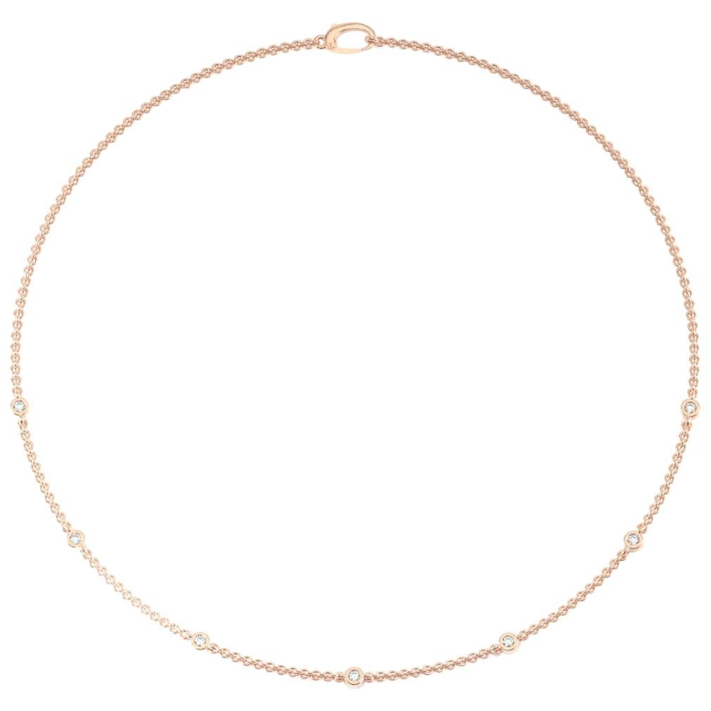18 Karat Rose Gold Bezel Diamond Strand Necklace '1/3 Carat'