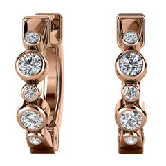 18 Karat Rose Gold Bezel Hoop Diamond Earrings '1/6 Carat'