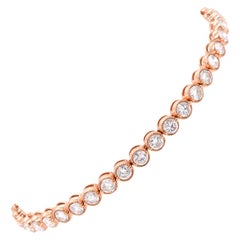 18 Karat Rose Gold Bezel Set Diamond Tennis Bracelet