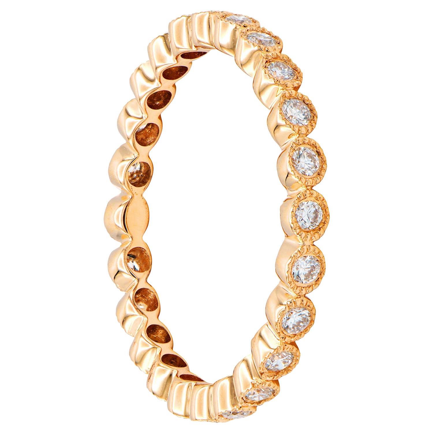 18 Karat Rose Gold Bezel Set Eternity Ring For Sale