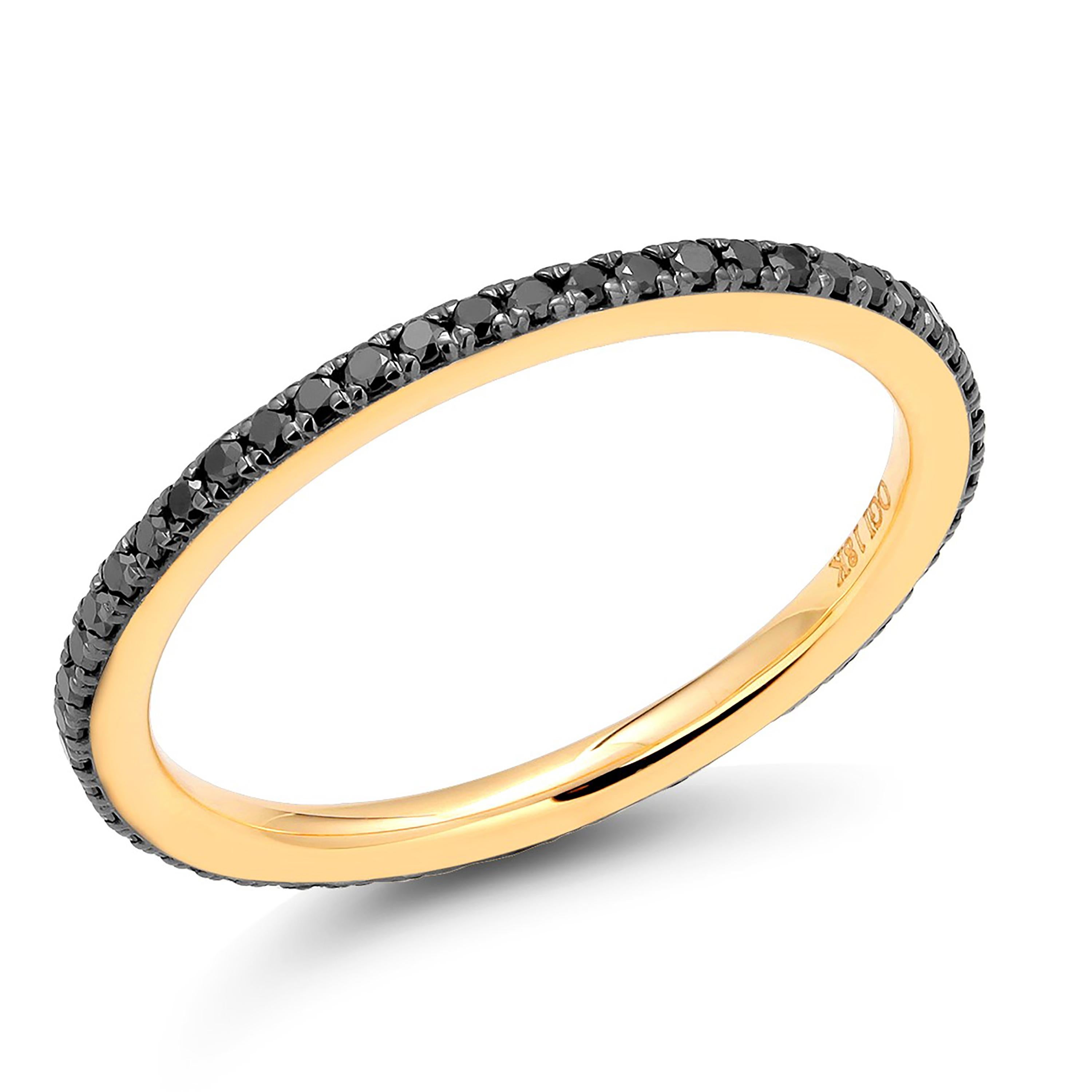 Contemporary 18 Karat Rose Gold Black Diamond 1.3 Millimeter Eternity Band Ring Size 10
