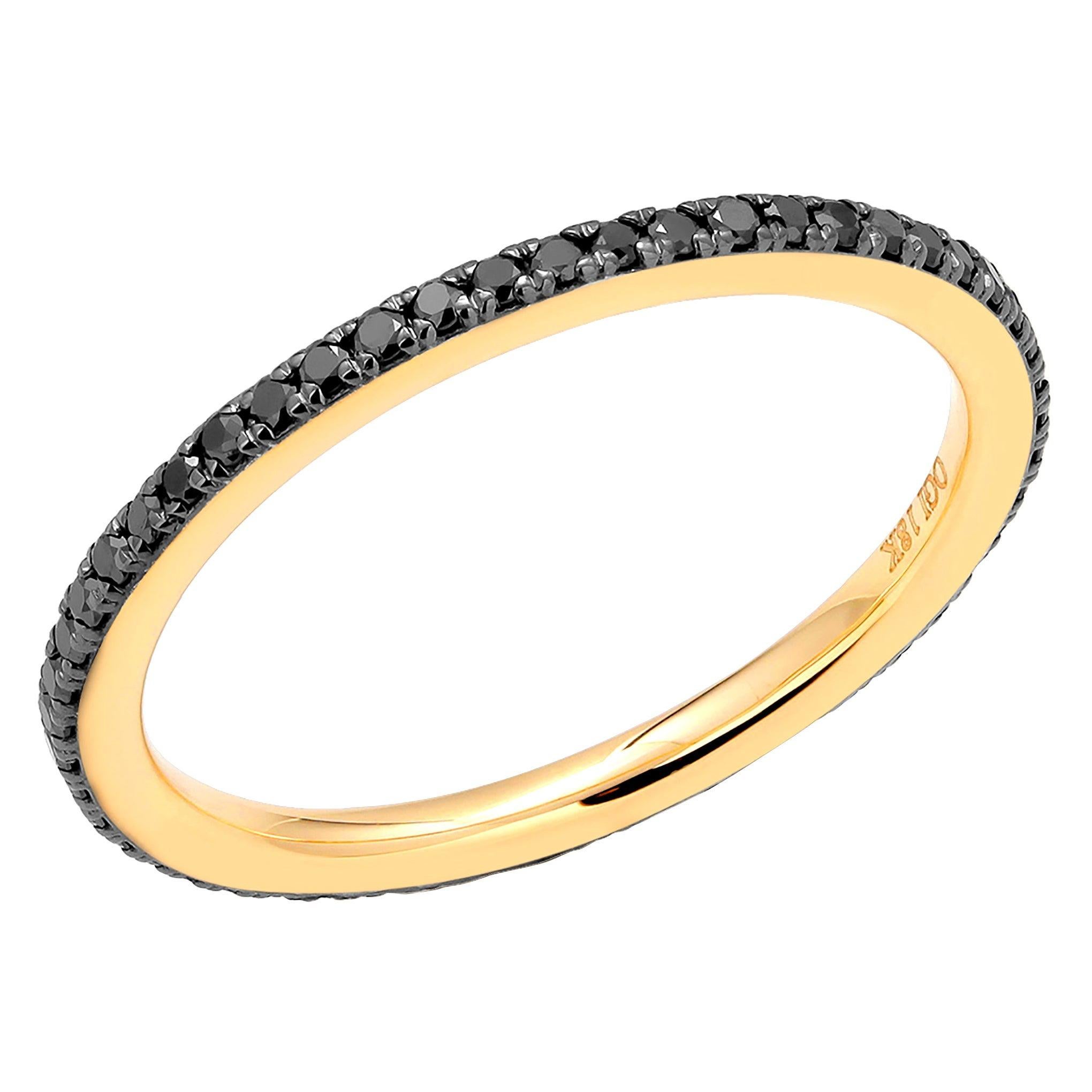 18 Karat Rose Gold Black Diamond Prong Set Blacken Eternity Ring