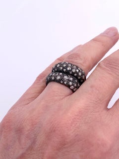 18 Karat Rose Gold Black Rhodium 2.25 Karat Grey Diamonds Rope Design Ring