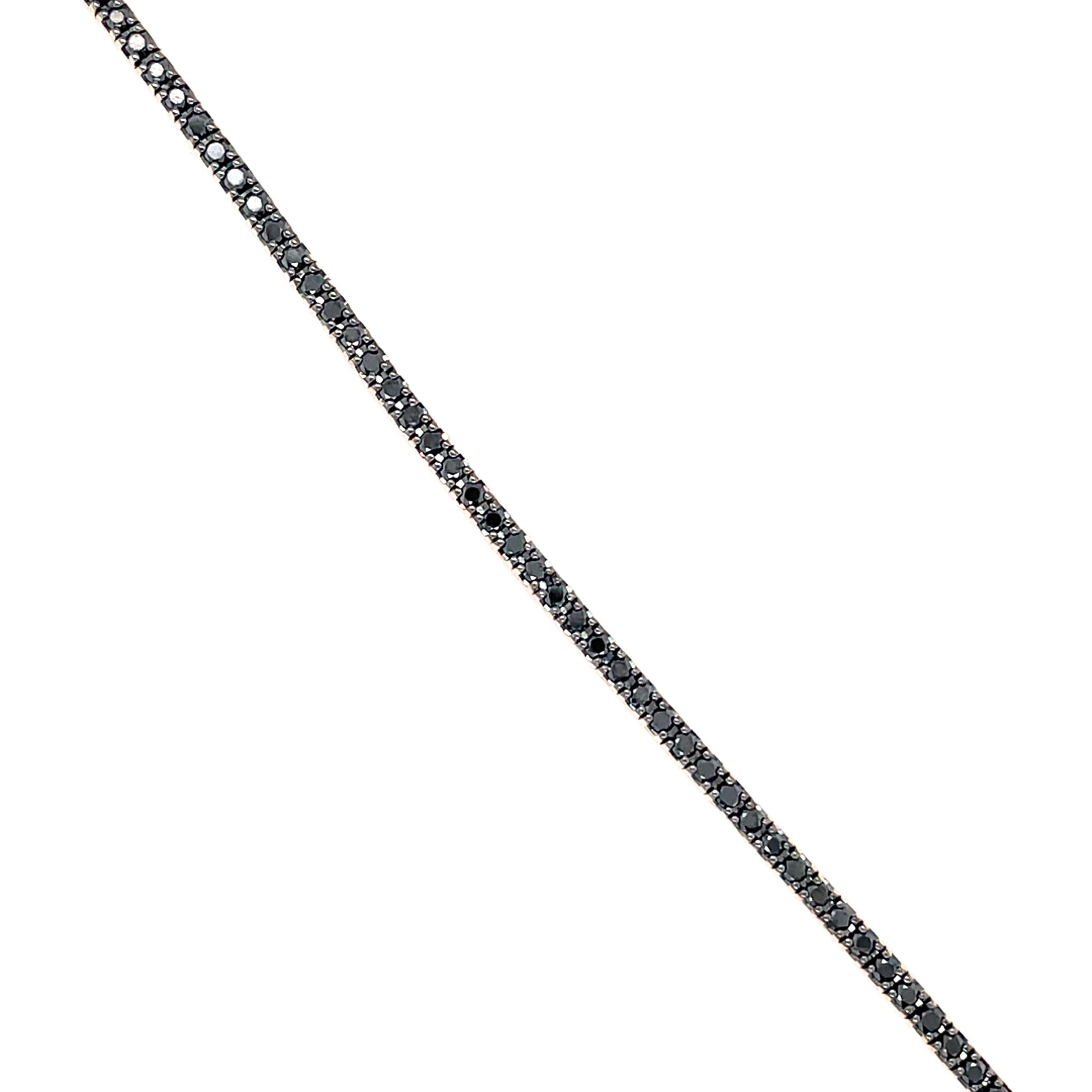 18K rose gold tennis bracelet is from our Timeless collection. This delicate bracelet is created only from beautiful natural black diamonds in total of 1.85 Carat. Total metal weight is 9.56 gr . The bracelet is 20 cm long. Perfect for daily