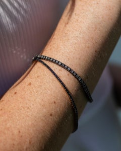 18 Karat Rose Gold Black Round Diamonds Tennis Bracelet