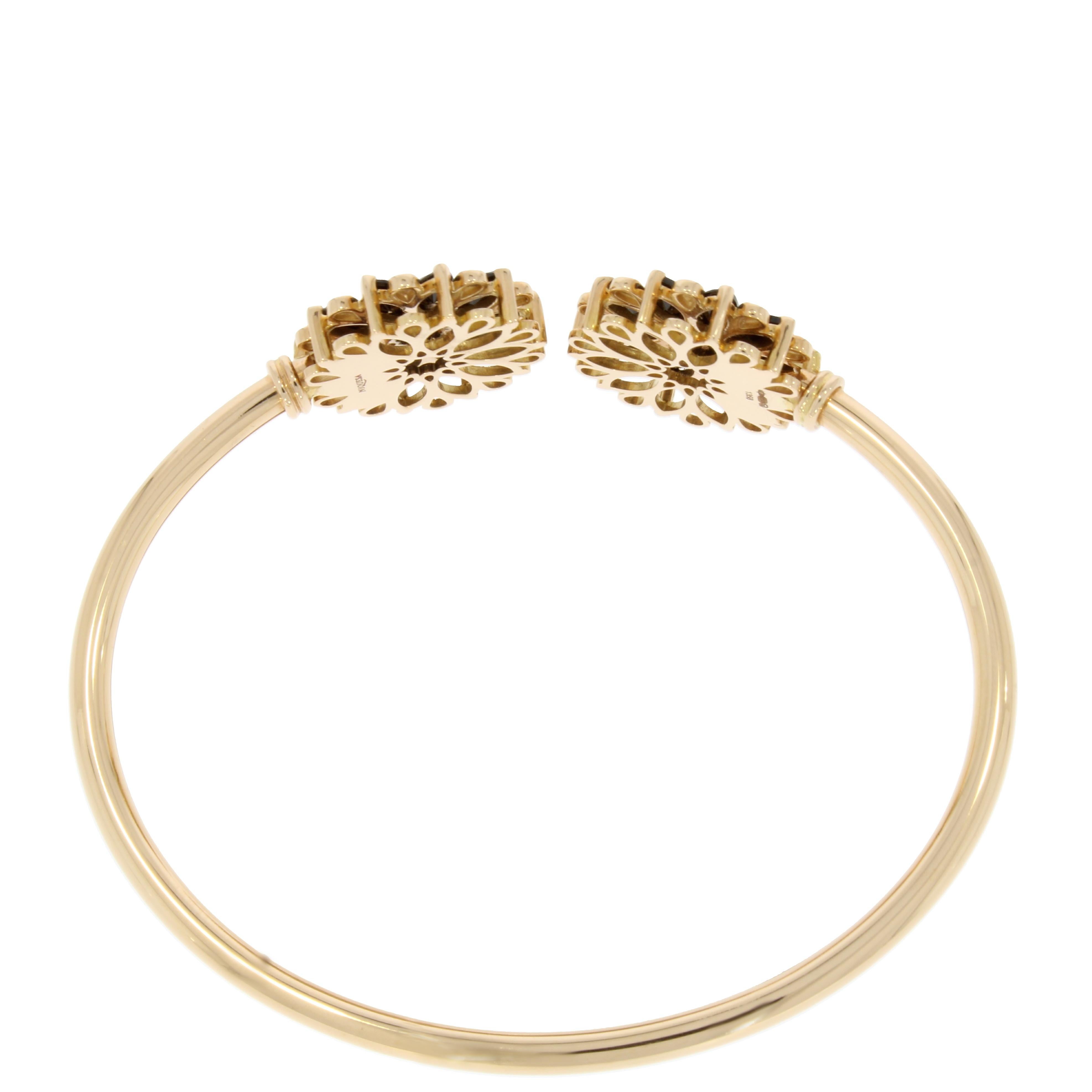 Contemporary 18 Karat Rose Gold Black Spinels and Diamonds Dalia Bangle by Niquesa For Sale