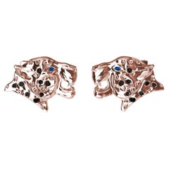 18 Karat Rose Gold Black Spotted Diamonds Leopard Stud Earrings
