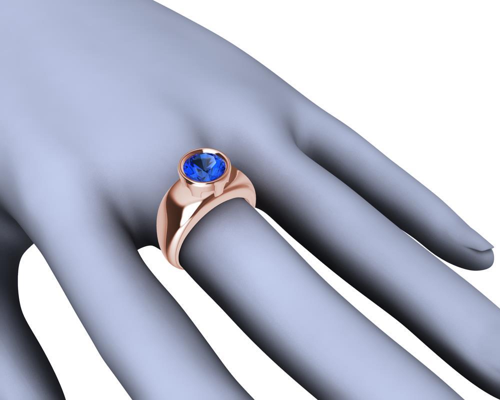 For Sale:  18 Karat Rose Gold  Blue Sapphire 2.69 Carat Sculpture Ring 10