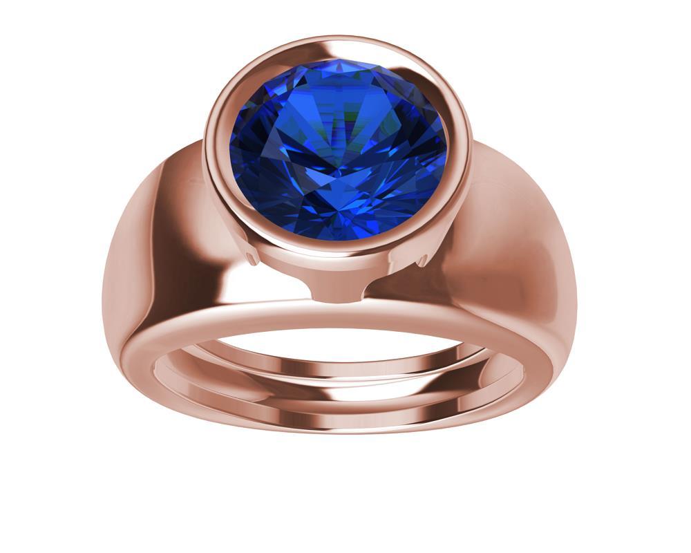 For Sale:  18 Karat Rose Gold  Blue Sapphire 2.69 Carat Sculpture Ring 7