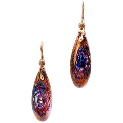 18 Karat Rose Gold Boulder Opal Drop Earrings Diamonds