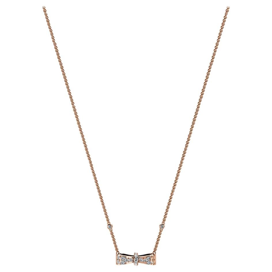 18 Karat Roségold Diamant-Halskette mit Schleifenband '1/5 Karat'