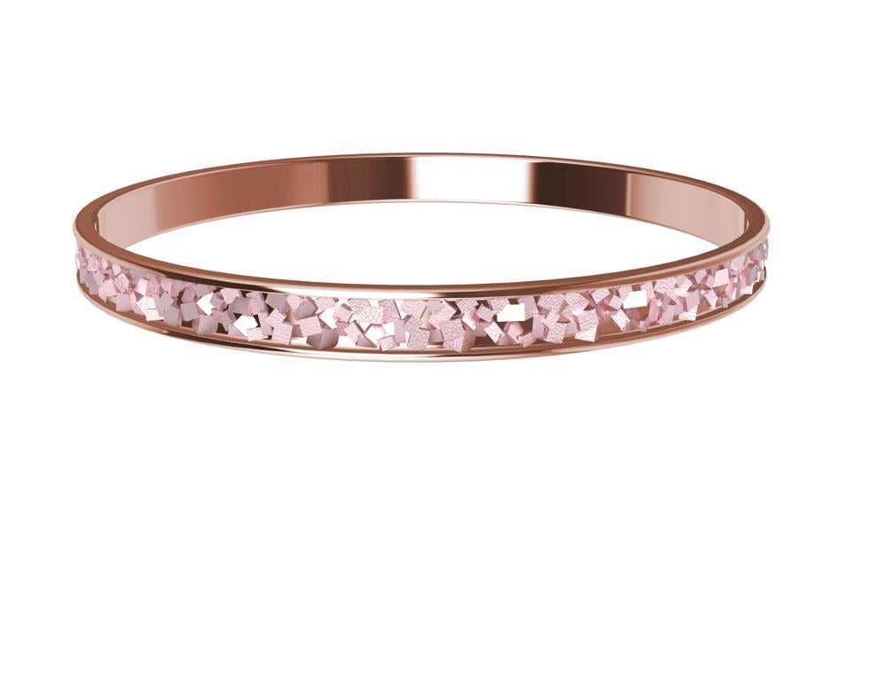 Bracelet jonc rectangulaire en or rose 18 carats en vente