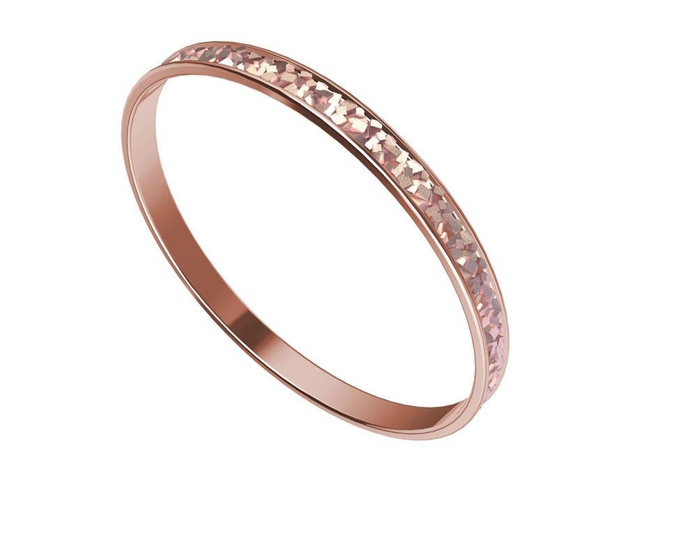 18 Karat Rose Gold Rectangles Bangle Bracelet For Sale 4