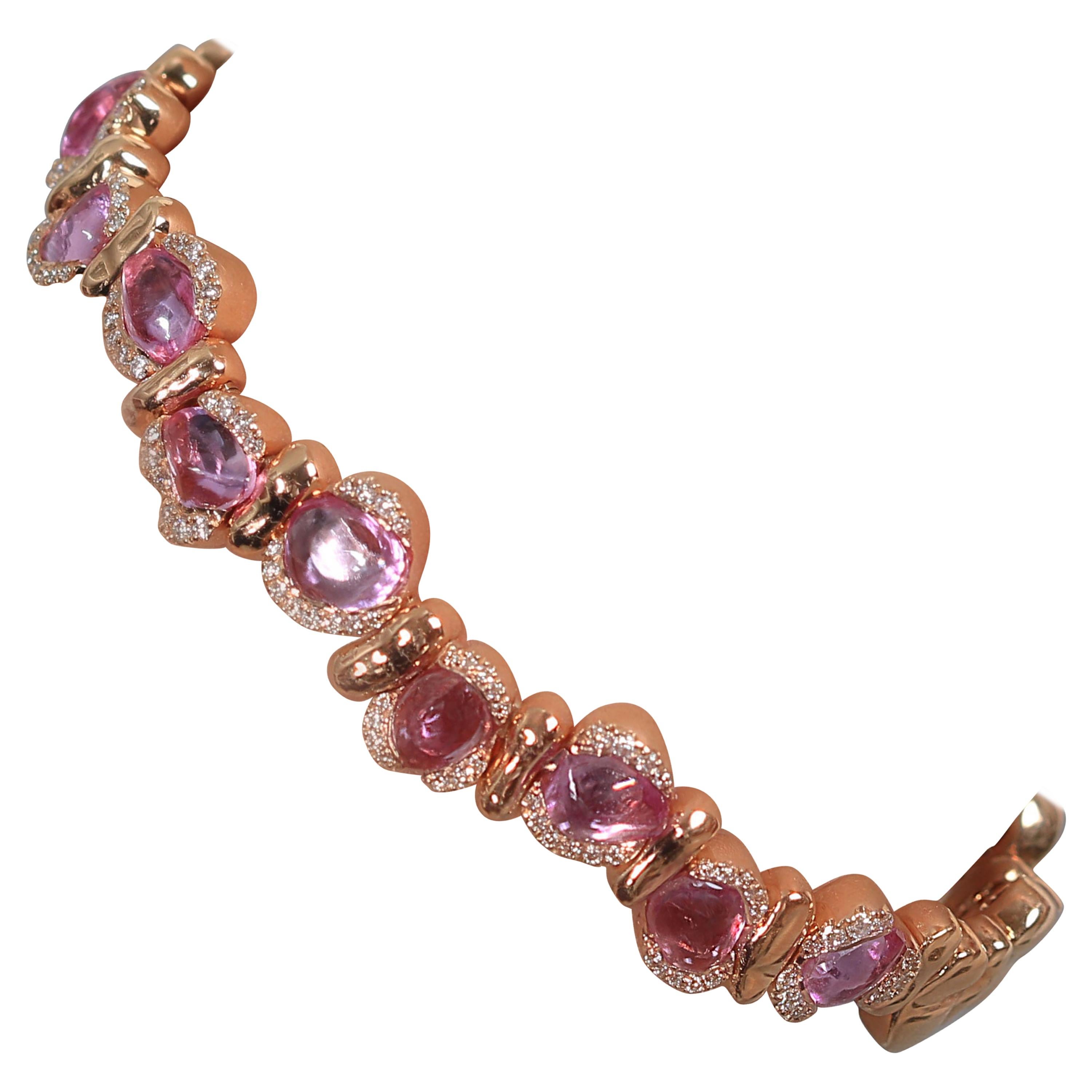 18 Karat Rose Gold Bracelet with Pink Sapphires