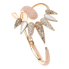 Nikos Koulis 18 Karat Rose Gold Bracelet with White Brown Diamond and Pink Topaz