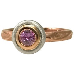 18 Karat Rose Gold Bridal Ring 0.46 Carat Purple Sapphire in 18 Karat White Gold