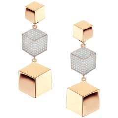 Paolo Costagli 18 Karat Rose Gold Brillante Earrings with Diamonds, 0.89 Carat