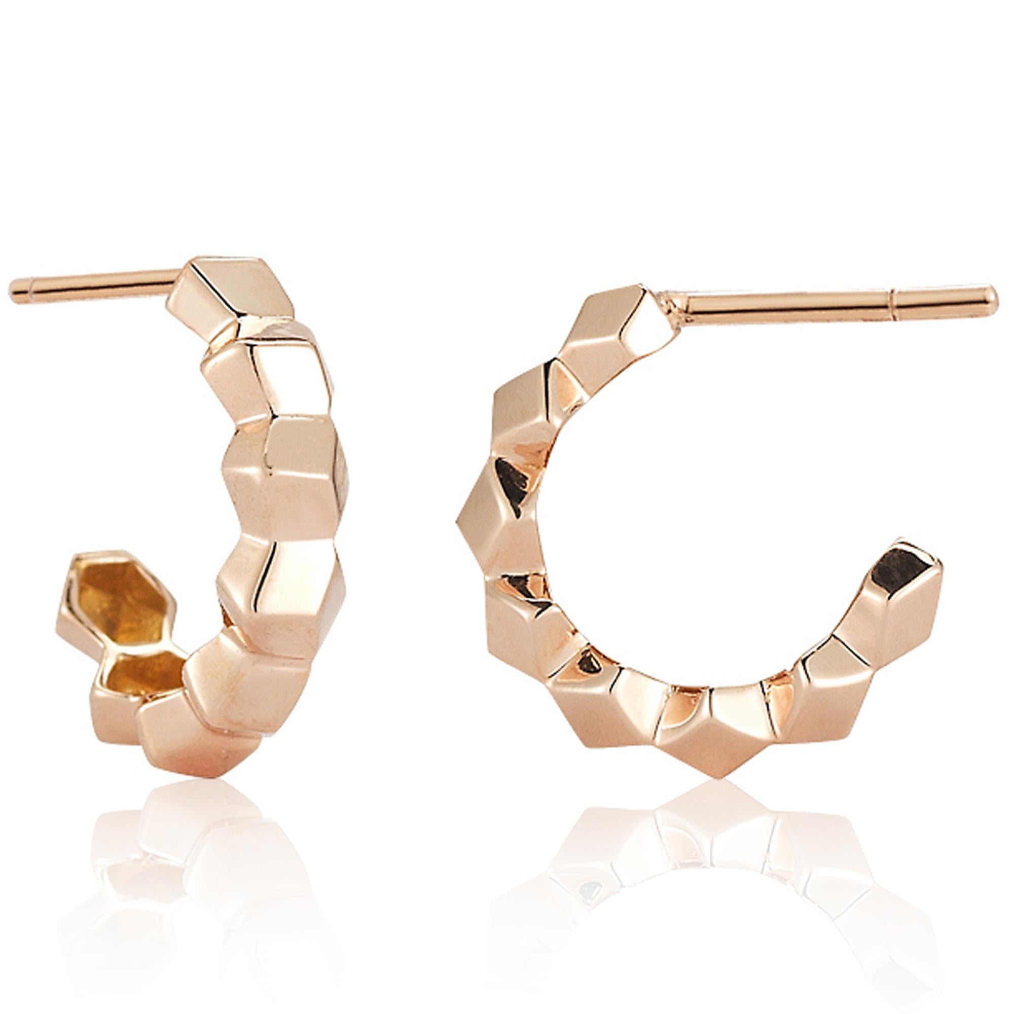 Paolo Costagli 18 Karat Rose Gold Brillante Hoop Earrings, Petite In New Condition For Sale In Miami beach, FL
